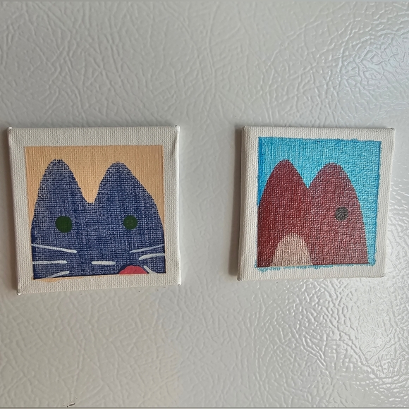 Cat & Fish Painted Magnet Set - Picture 4 of 7